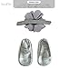 Rising Star Baby Girl's Shoes and Headband Gift Box Set, Silver Flower, 6-12 Months