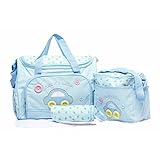 Baby Bucket Diaper Bag/Baby/Mummy/Handbag 4Pcs Mummy Tote Nappy Diaper Changing Bags Sets (Light Blue)