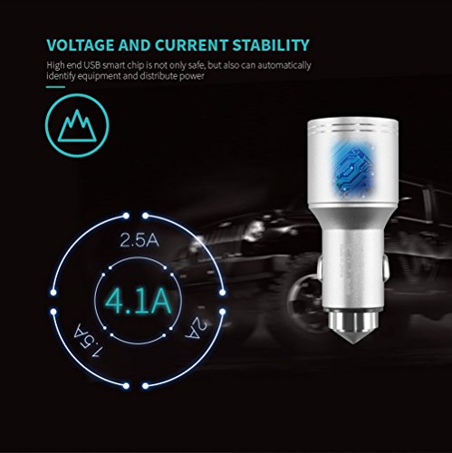 SOLOLIFE Multi-Function Car Carbon Monoxide Detector, Fast Car Charger, Quick Charge 3.0 Adapter, CO Alarm Detector with Safety Emergency Escape Hammer(Gold) - Thumbnail 6