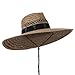 MinLee/Star/Vivian UV 50+ Designed Band Wide Brim Straw Hat - Palm Black OSFM