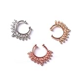 Open Cut Fake Faux Nose Piercing Clip On Ring Tribal Body Stainless-Steel Jewelry Lacey Edge