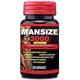 Mansize 3000 Male Enlarger XL Performance Amplification Supplement - Male Testosterone Booster - Natural Stamina, Endurance, Strength Booster Male Growth Pills - Mood Enhancer 60 Veggie Capsules