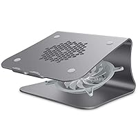 TQZY Loptop Stand,with Fan, Aluminum Cooling Computer Stand, Holder for Apple MacBook Air, MacBook Pro, All Notebooks, Grey