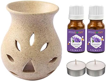 PeepalComm Ceramic Aroma Diffuser with 2 Lavender Aroma Oil & 2 T-Light Free