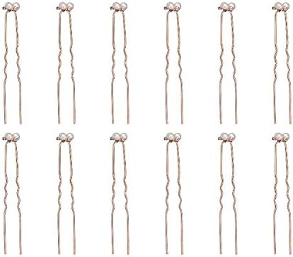 Miallo wedding Bridal Flower Crystal Hair Pins Bobby PinsโClear Stone (Pack of 12) (Rose Gold)