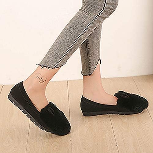 パンプス レディース シューズ ウサギの耳 可愛い 柔らか カジュアルシューズ 防寒 大きいサイズ モコモコ 靴 冬靴 厚底 ラウンドトゥ ローヒール モカシン スリッポン 妊婦シューズ B08d4fy5 2 762円