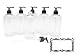 Baire Bottles 16 oz Empty Refillable Plastic Pump Bottles Dispenser 6 Pk PET, BPA Free Refillable Containers Shampoo Lotion Oil Liquid Soap Waterproof Labels USA (Clear with Black Pump, Damask Labels)