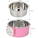 Crate Dog Bowl Removable Stainless Steel Water Food Feeder Bowls Cage Coop Cup for Cat Puppy Bird Pets