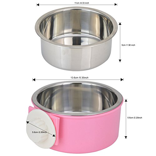Guardians Stainless Steel Dog Bowl Removable Hanging Food Water Pets Cage Coop Cup Large Cat Puppy Birds Food Bowl with Bolt Holder