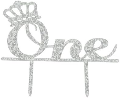 YotaWish Silver 1st One Cake Topper Happy Birthday Party Decoration For Baby Boy Baby Girl