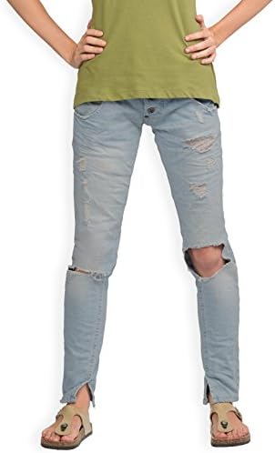 Neushop Women's Please P83AEN3D80 Ripped Denim Pants