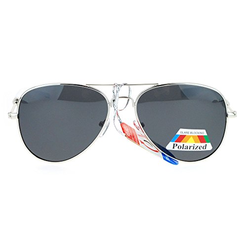 Polarized Lens Sunglasses Classic Aviators Unisex Fashion Shades Silver, Black