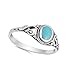 Filigree Simulated Turquoise Cute Ring New .925 Sterling Silver Band Size 10
