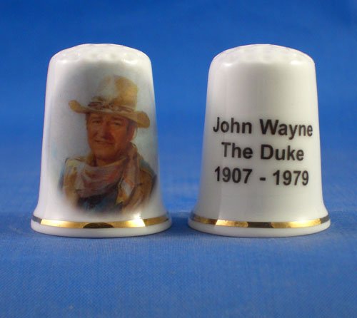 Porcelain China Collectable Thimble - John Wayne ,The Duke - Free Gift Box
