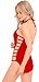 Womens One Piece Sexy Plunge Neck Strappy Swimsuit Swimwear Monokini (X Large, Strappy Red)