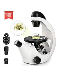 TELMU Microscopio 40X 1000X Ampliación Ocular Todo Metal (WF10X 25X) Dual Iluminación Manual Laboratorio Compuesto Monocular Microscopios con 10 Sliders