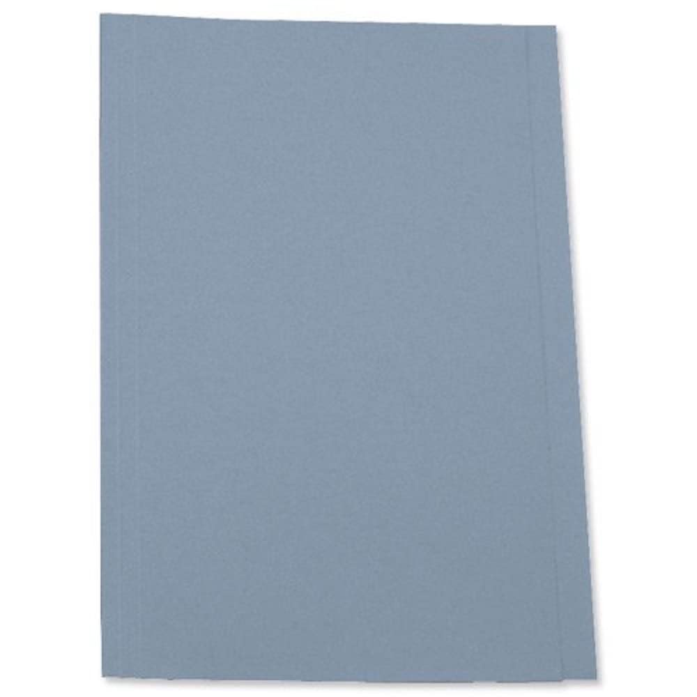 5 Star Office Square Cut Folder Recycled Pre-punched 250gsm Foolscap Blue [Pack 100]