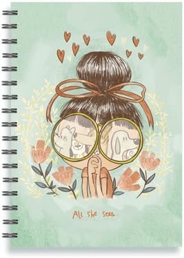 Alicia Souza - All She Sees Notebook | Spiral, ruled, hard cover | 70 pages, notebooks in cute & stylish designs. Ideal gifting ideas under 500 | A5-5.8 in x 8.3 in