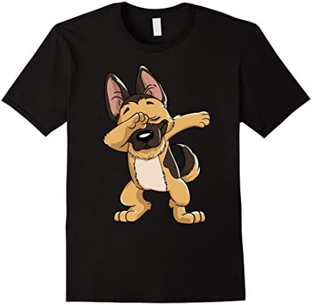 Mens German Shepherd Dabbing Puppy T Shirt Funny Dab Dance Gift Medium Black