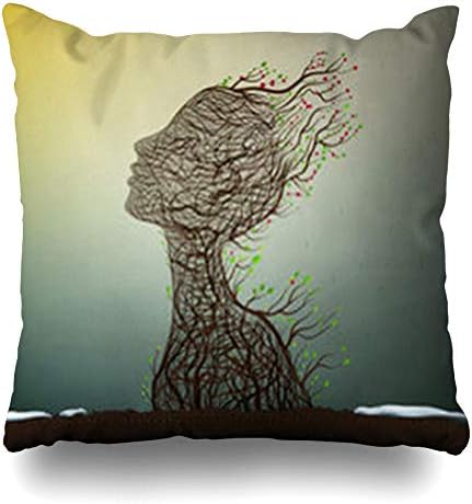 ArtsDecor Throw Pillow Covers Blossom Spring Soul Tree Branch Looks Like 39 Head Stretching Her Face to Sun Nature Plant Life Parks Home Decor Cushion Square Size 18" x 18" Zippered Sofa Pillowcase