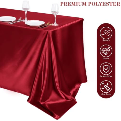 2 Pack Rectangle Table Cloth 60" x 102" – Durable Polyester Tablecloth Offers Reusable & Washable Protection, Ideal for Outdoor Party, Picnic, Wedding, Banquet and Birthday (Burgundy, 60"x102")
