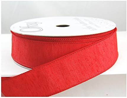 Wired Trisha Solid Red Textured Christmas Ribbon 1 1/2" 25 Yards