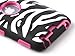 ULAK Zebra Design Combo Rose Pink Hard PC and Soft Silicon Case Cover Skin Gel for Apple iPod Touch Generation 4 with Screen Protector and Stylus