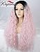 K'ryssma Baby Pink Lace Front Wigs Ombre Long Curly Synthetic Wig with Black Roots Middle Part Heat Resistant Light Pink Wig for Women 24 inches