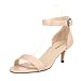 ZriEy Women Sexy Open Toe Ankle Straps Low Heel Sandals Nude Size 7.5/38 M, EU
