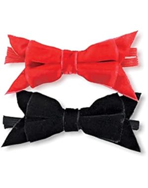 Baby-Girls Blk/Red Velvet Bow Soft Headband