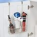 mDesign Steel Over Cabinet Door Hair Care, Hot Styling Tool Organizer Storage Basket for Hair Dryer, Flat Irons, Curling Wands, Straighteners, Space Saving, 3 Sections, Concerto Collection - Satin