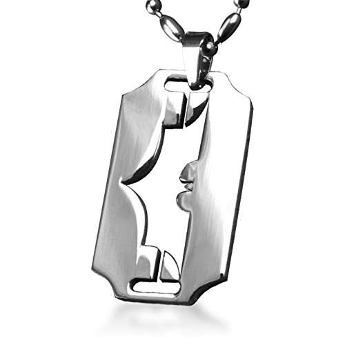 Ruimeng Titanium Steel Batman Pendant Necklace Dark Blade Knife Dog Tag Necklace,Dog Tag Necklace for Men