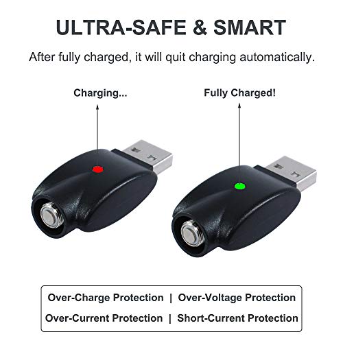 510-Thread USB Smart Charger with Over-Charge Protection, Compatible with Standard 510 Threaded Devices – 2 Pack