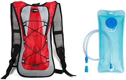 Cycling Hydration Pack Backpack Water Backpack 5L Nylon Backpack with 2L Water Bladder for Riding Hiking Running Biking (Red)