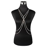Beauty7 Summer Cross Simulated Pearl Bead Harness Body Chain Bikini Chain Necklace Women Belly Waist