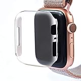 Leotop Compatible with Apple Watch Case 40mm 44mm, PC Hard Clear Screen Protector Full Cover Thin Snap-On Anti-Scratch Lightweight Bumper Compatible iWatch Series 5 4 (Clear, 40mm)