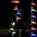 LED Solar Hummingbird Wind Chimes Outdoor - Waterproof Mobile Changing Light Color Wind Chime, Six Hummingbirds LED Wind Chimes for Home, Xmas Mom Gifts, Party, Festival Decor, Night Garden Decoration