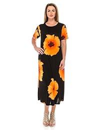 Jostar - Vestido largo elástico de manga corta para mujer Plus Plus