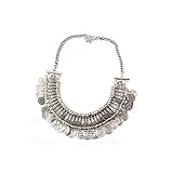 Zealmer Retro Boho Gypsy Silver Coin Charms Choker Necklace Pendant