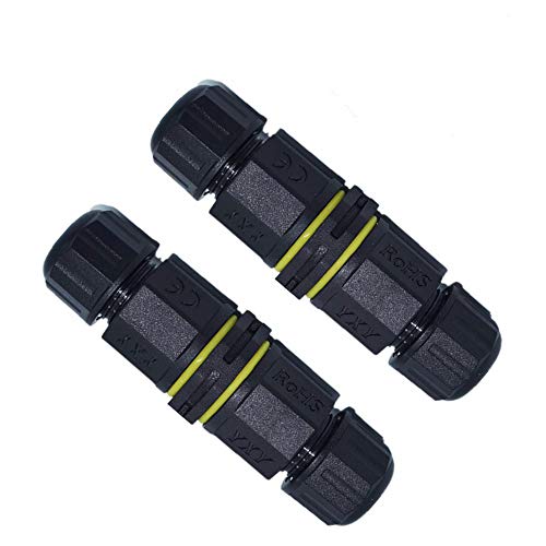 RENYIAO 2 way 3 pin waterproof Electrical Junction Box, waterproof rating IP68, suitable for cable diameter 0.16-0.39inch,waterproof cable Connector gland (2 PACK）