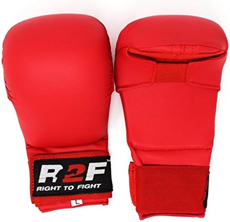 R2F Sports WKF PU Without Thumb Karate Mitts Martial Arts MMA Muay Thai Sparring Training Gloves