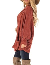 Malaven - Abrigo de manga larga para mujer con bolsillos