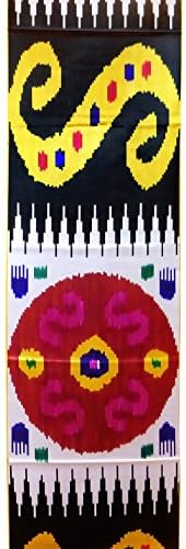 UZBEK COLORFUL BEAUTIFUL HANDMADE NATURAL SILK IKAT ATLAS By The Meter 1,09 Yard (Multi7)