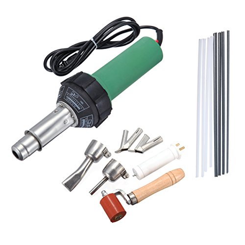 UPC 793936101346, 1500w Hot Air Torch Plastic Welding Gun Welder Pistol + 2 High Speed Nozzles +He Roller + PVC Pe Rods