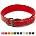 Logical Leather Padded Dog Collar - Best Full Grain Heavy Duty Genuine Leather Collar - Red - Large
