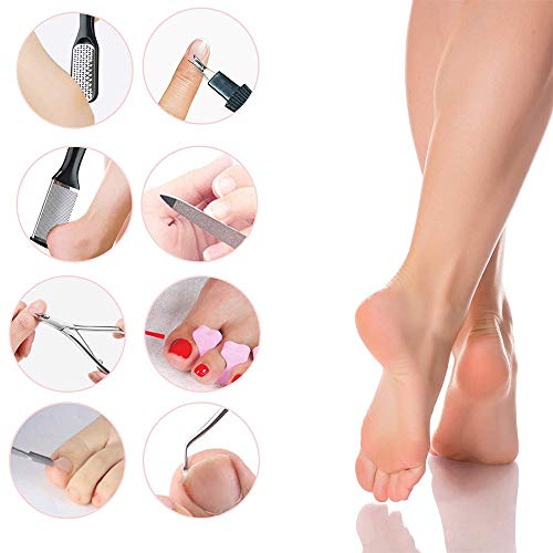 Faraone4w 21 en 1 kit de limas para pedicura profesional para eliminar callos, piel muerta y otros cuidados de pies para mujeres y hombres en el hogar