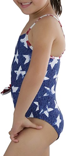 ToBeInStyle Girls' Square Neck Side Bow Swimsuit - Star - 8-9