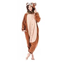 Emolly Fashion Adult Monkey Animal Onesie Costume Pajamas for Adults and Teens (Small, Monkey) Brown