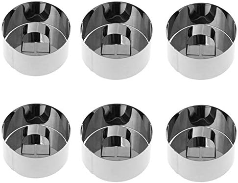 6 Pcs Cake Ring Mold Stainless Steel, 3 x 3 Inch Mousse Mold with Pusher and Lifter Cooking Rings (Round)