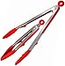 70 Percent Off - Aarcho Kitchen - Silicone Food Tongs w/ Built-in Stand, 2-pack (9 in and 12 in), Stainless Steel, Ergonomic Design w/ Locking Feature. Kitchen, Bbq, Frying, Serving and More (Red)